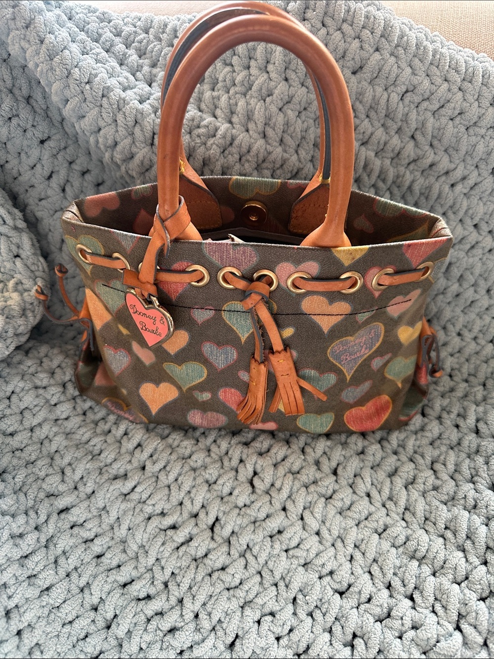 Dooney & Bourke Tote Tiny Tassel Rainbow 🌈 Hearts Mini Handbag